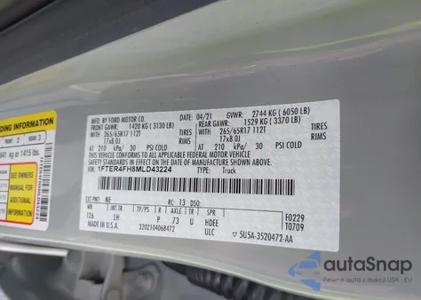 2021 Ford Ranger Xlt from USA, damaged, VIN 1FTER4FH8MLD43224